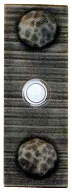 Arch Bell Plate With Button, Vintage Pewter