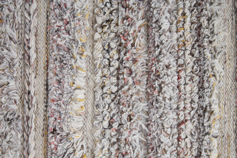 Weave & Wander Akton Shag Rug, Gray/Red/Yellow, 5ft x 8ft Rug