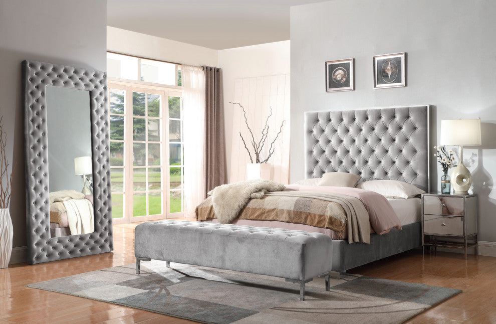 Boyle Floor Mirror, Silver Gray