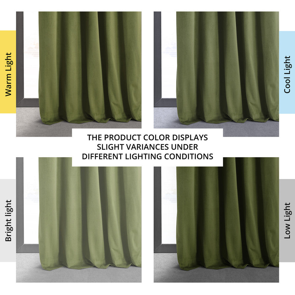 Signature Blackout Velvet Curtain Single Panel, Basque Green, 50"x108"