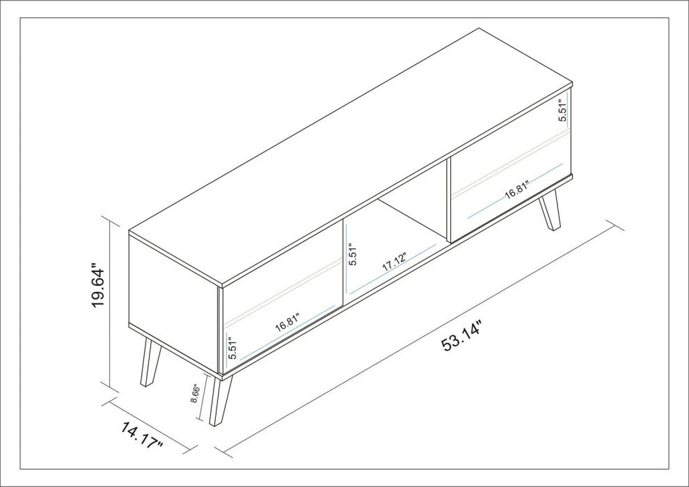 Doyers 53" TV Stand, White and Nut Brown
