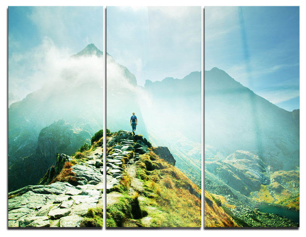 "Mountains Landscape" Photography Glossy Metal Wall Art, 3 Panels, 36"x28"