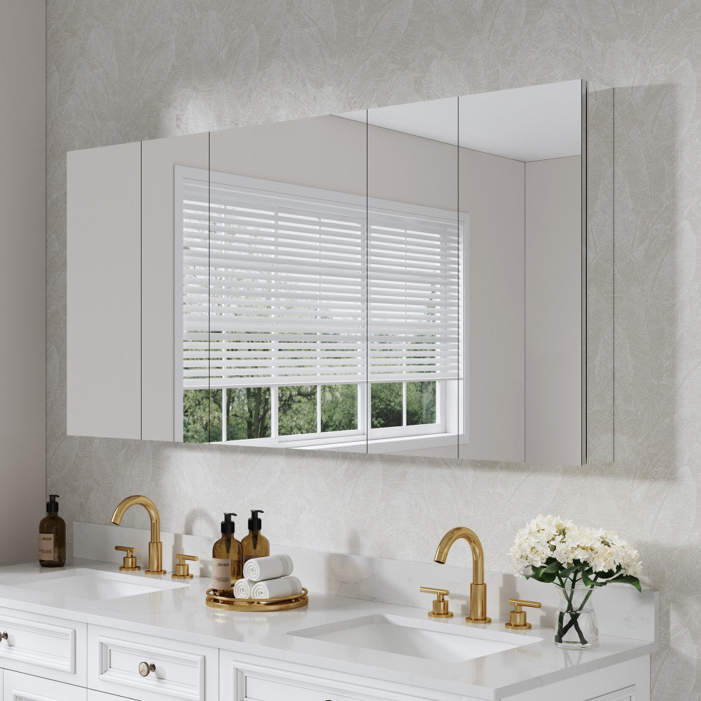 Recessed/Surface Mount Bathroom Medicine Cabinet, Reverse Installation, 64"x30"-