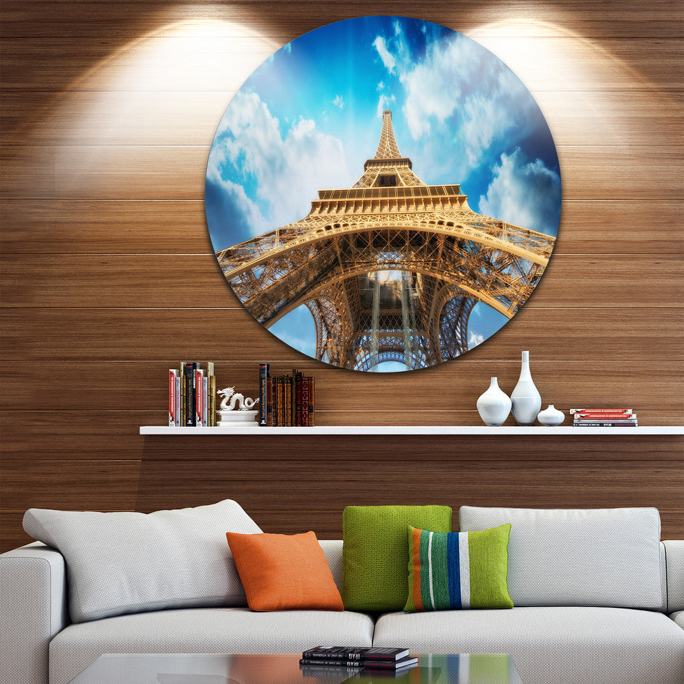 Beautiful View Of Paris Eiffel Tower In Paris, Round Wall Art, 23"