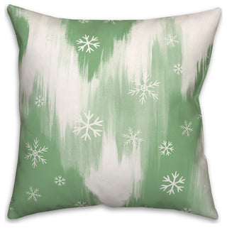 Light Green Abstract Snowflakes 16x16 Spun Poly Pillow