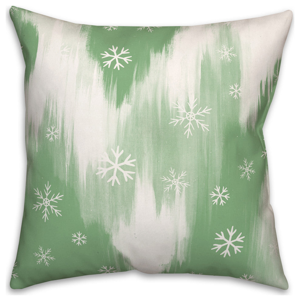 Light Green Abstract Snowflakes 16x16 Spun Poly Pillow