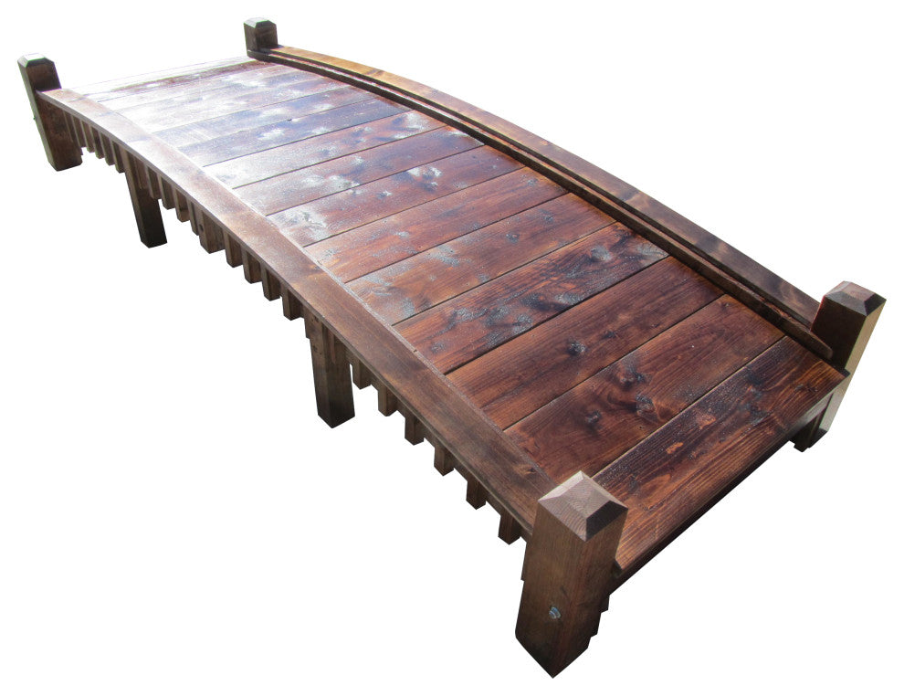 12 ft Commercial Grade Wood Garden Bridge With Low Rails