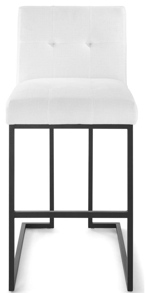 Fabric Bar Stool, Industrial Modern Barstool, Black Metal Tufted Barstool, White