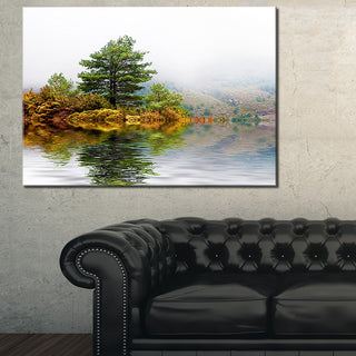 "Pine Tree With Reflection" Landscape Canvas Photo Print, 32"x16"