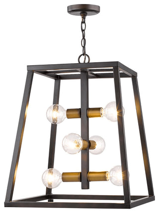 Tiberton 6-Light Oil-Rubbed Bronze Foyer Pendant With Antique Brass Sockets