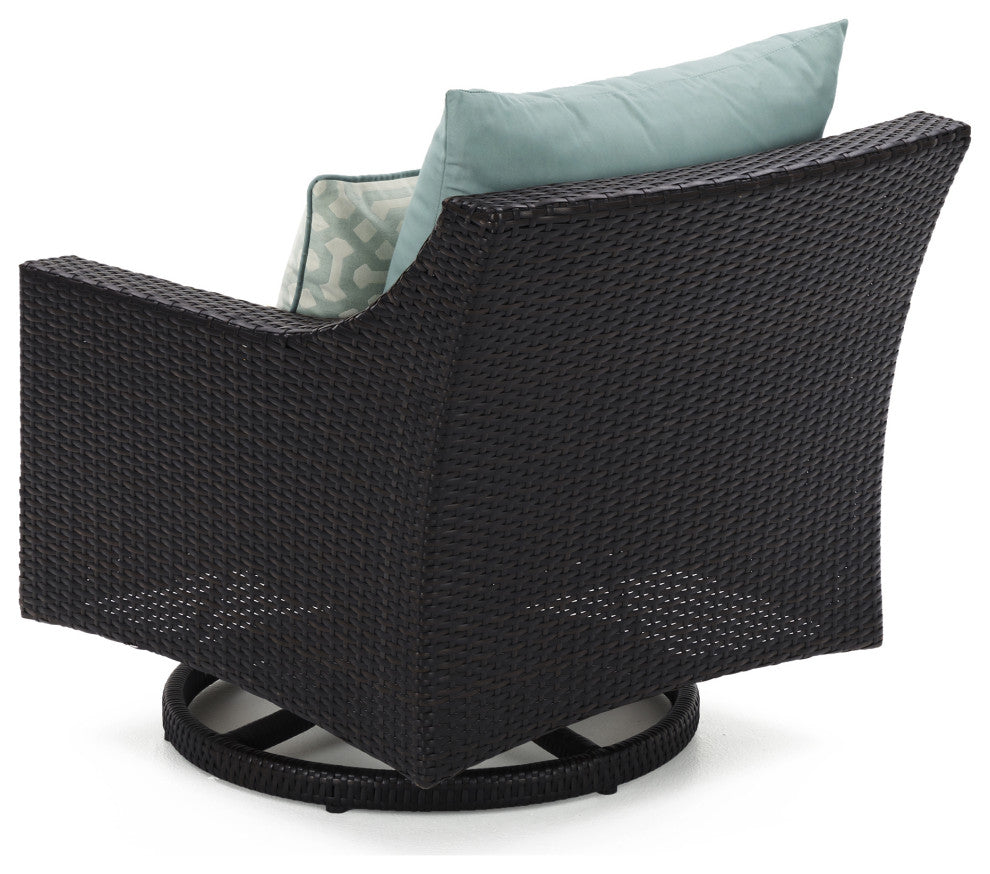 Deco 5 Piece Sunbrella Outdoor Patio Love and Motion Club Fire Set, Spa Blue