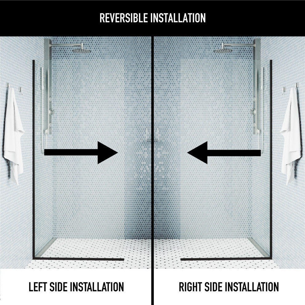 VIGO Zenith Frameless Fixed, Matte Black, Shower Screen, 34" W X 74" H, Clear Glass