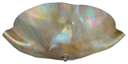 16" W Metro Beige Iridescent Organic Art Glass Flush Mount
