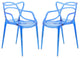 LeisureMod Milan Modern Wire Design Chair, Set of 2 Blue