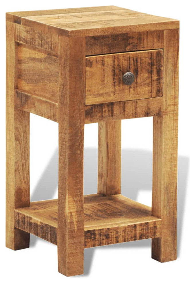 vidaXL Nightstand with 1 Drawer Solid Mango Wood