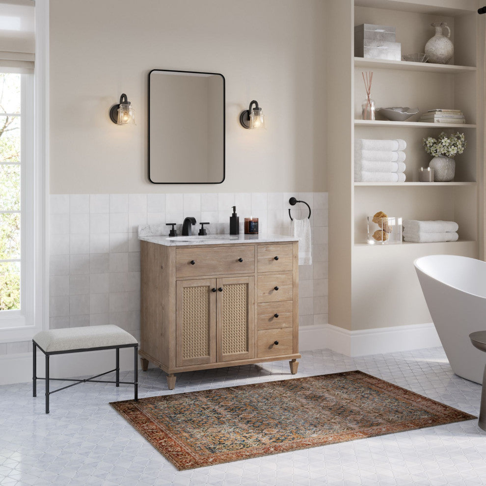 The Wailea Bathroom Vanity, Weathered Fir, 36", Single Sink, Freestanding