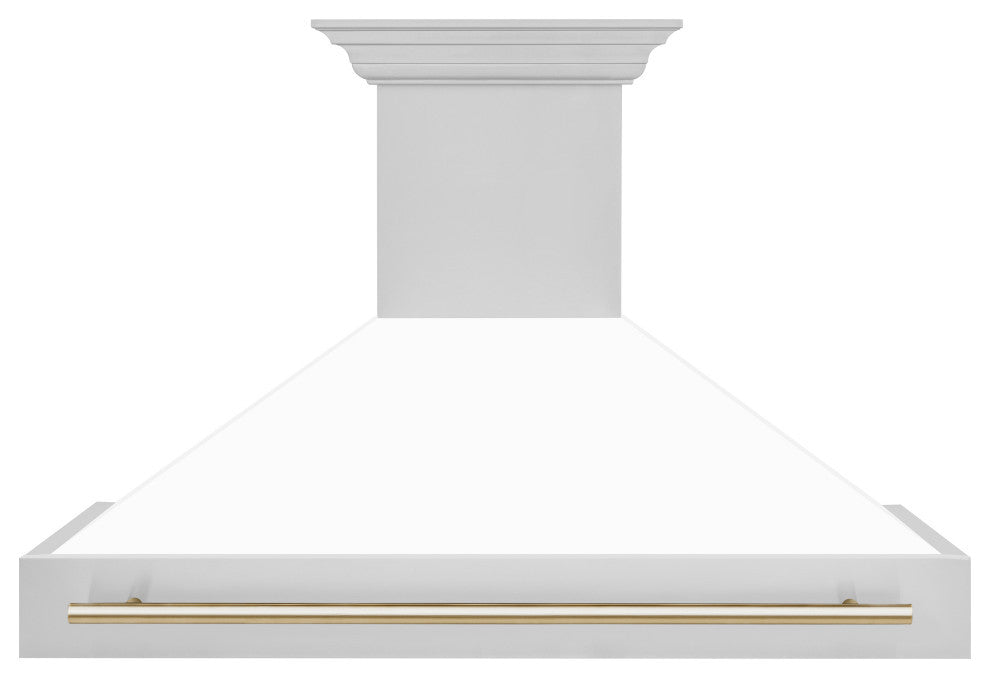 ZLINE 48" Wall Mount Hood, Stainless With White Matte Shell, 8654STZ-WM48-G