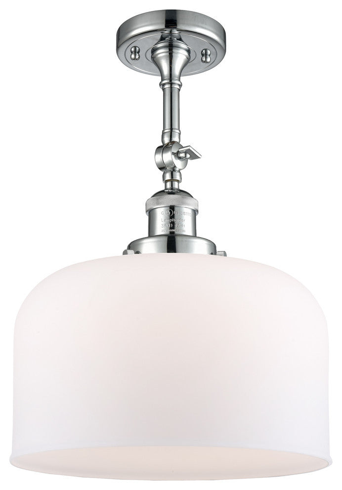 X-Large Bell 1-Light Semi-Flush Mount, Polished Chrome, Matte White