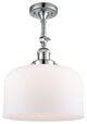 X-Large Bell 1-Light Semi-Flush Mount, Polished Chrome, Matte White