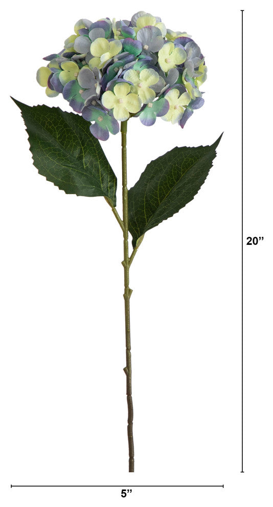 20" Artificial Hydrangea Flower Stems, Set of 3, Blue
