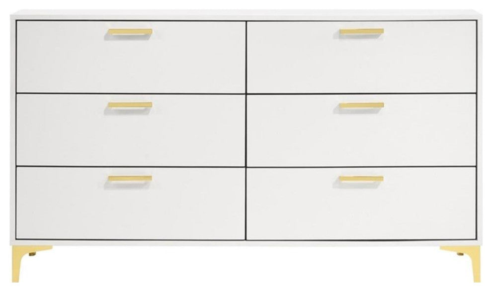 Coaster Kendall 6-drawer Contemporary Wood Dresser with Metal Base in White