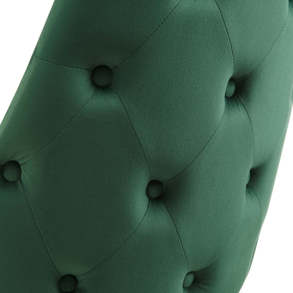 Tufted Side Dining Chair, Velvet, Green, Modern, Bistro Restaurant Hospitality