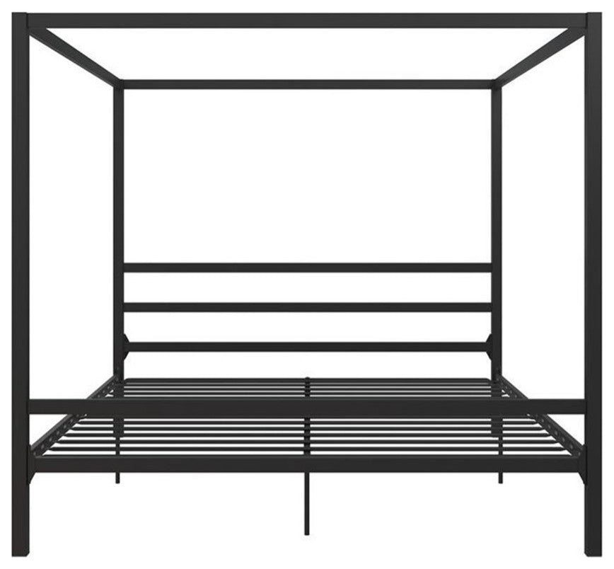 DHP Modern Metal Canopy Poster Bed in King in Black