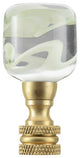 Aspen Creative 24026-X, Clear w/Green Grain Glass Lamp Finial, Copper, 2" Tall, Clear & Green, Pack Set of 1