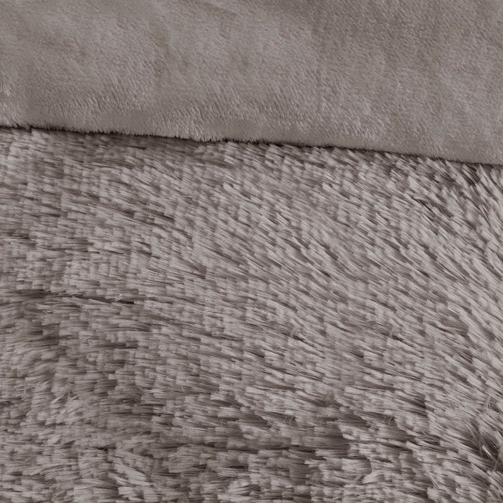 Intelligent Design Malea Shaggy Fur Duvet Cover Set, Grey
