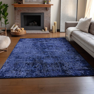 Premium Machine Washable Mayfield AMF559 Navy 8' x 10' Rug