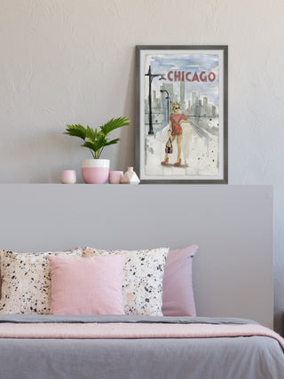 "Posing by the Lakefront" Framed Painting Print, 16x24