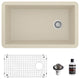 Karran Undermount Quartz 32" Single Bowl Kitchen Sink Kit, Bisque