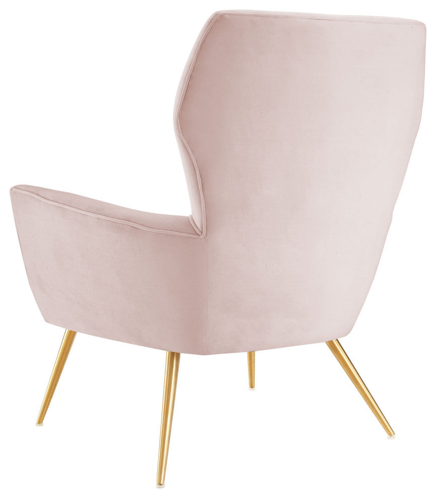 Armchair Accent Tufted Chair, Pink, Velvet, Modern, Mid Century Hotel Lounge