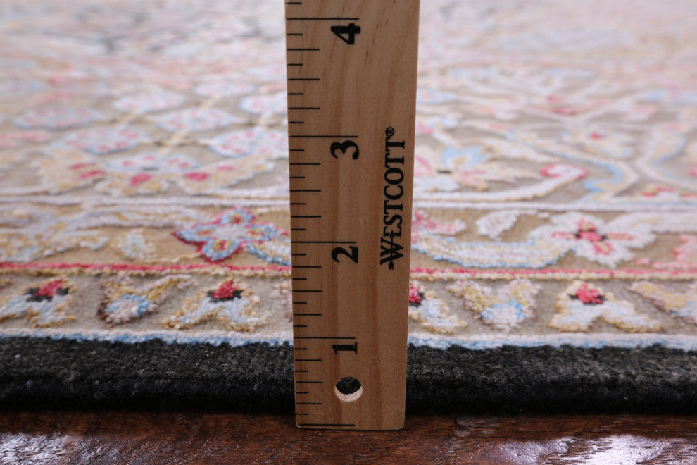 8' 11" X 11' 10" Persian Wool and Silk Hand Knotted Rug Q5963