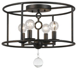 Cameron 4-Light Semi-Flush, English Bronze and Clear Smooth Balls