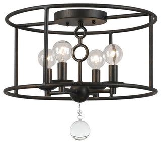 Cameron 4-Light Semi-Flush, English Bronze and Clear Smooth Balls