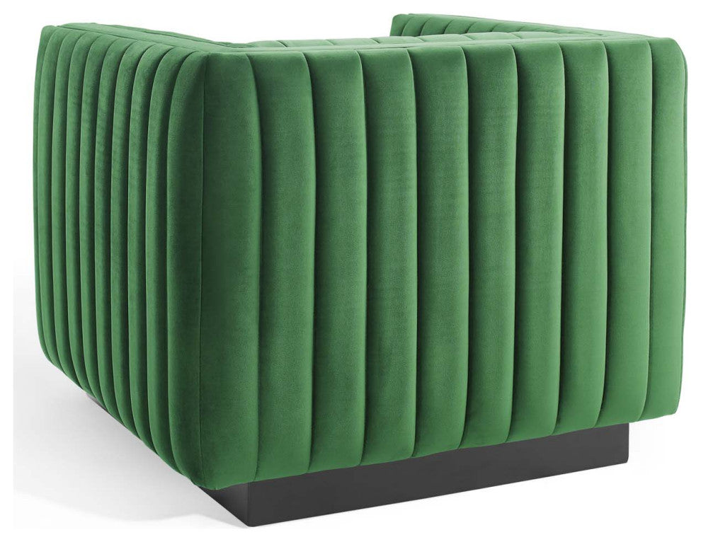 Tufted Armchair Accent Chair, Velvet, Green, Modern, Living Lounge Hospitality