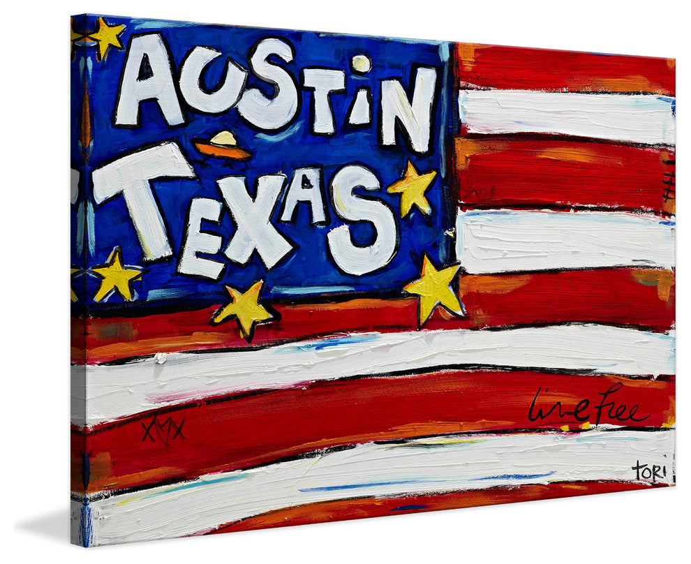 "Austin Flag" Painting Print on Canvas by Tori Campisi