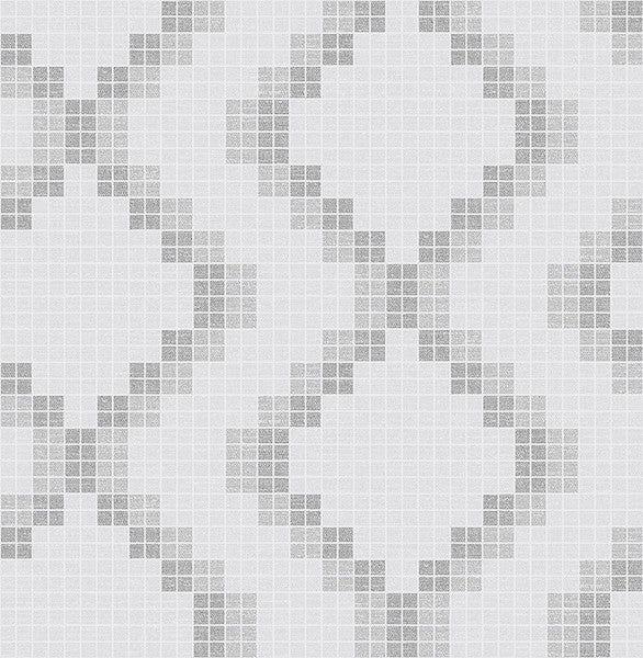 Mosaic Diamond Grid Monochromatic Wallpaper, Medium Gray, Bolt