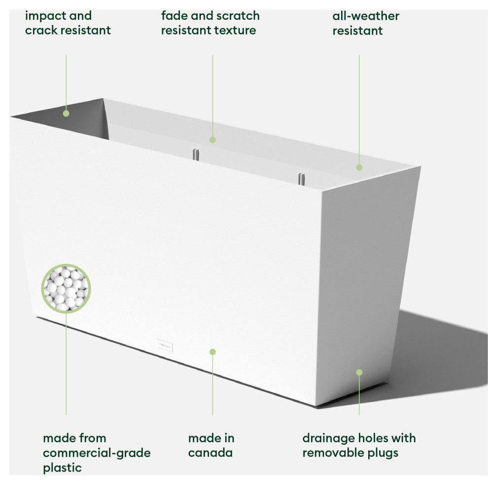 Midori Trough Planter, White, 39 Inch, 2 Pack