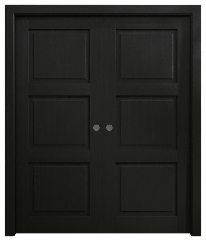 Sliding Double Pocket Doors 60x84 in| Ego 5010 Painted Black Oak