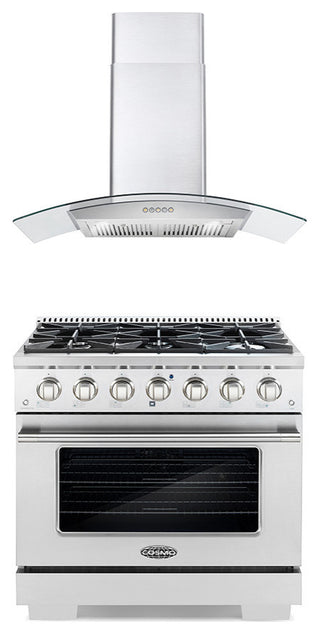2-Piece Kitchen, 36" Gas Range and 36" Wall Mount Range Hood