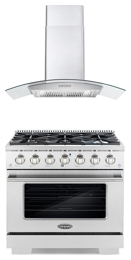 2-Piece Kitchen, 36" Gas Range and 36" Wall Mount Range Hood