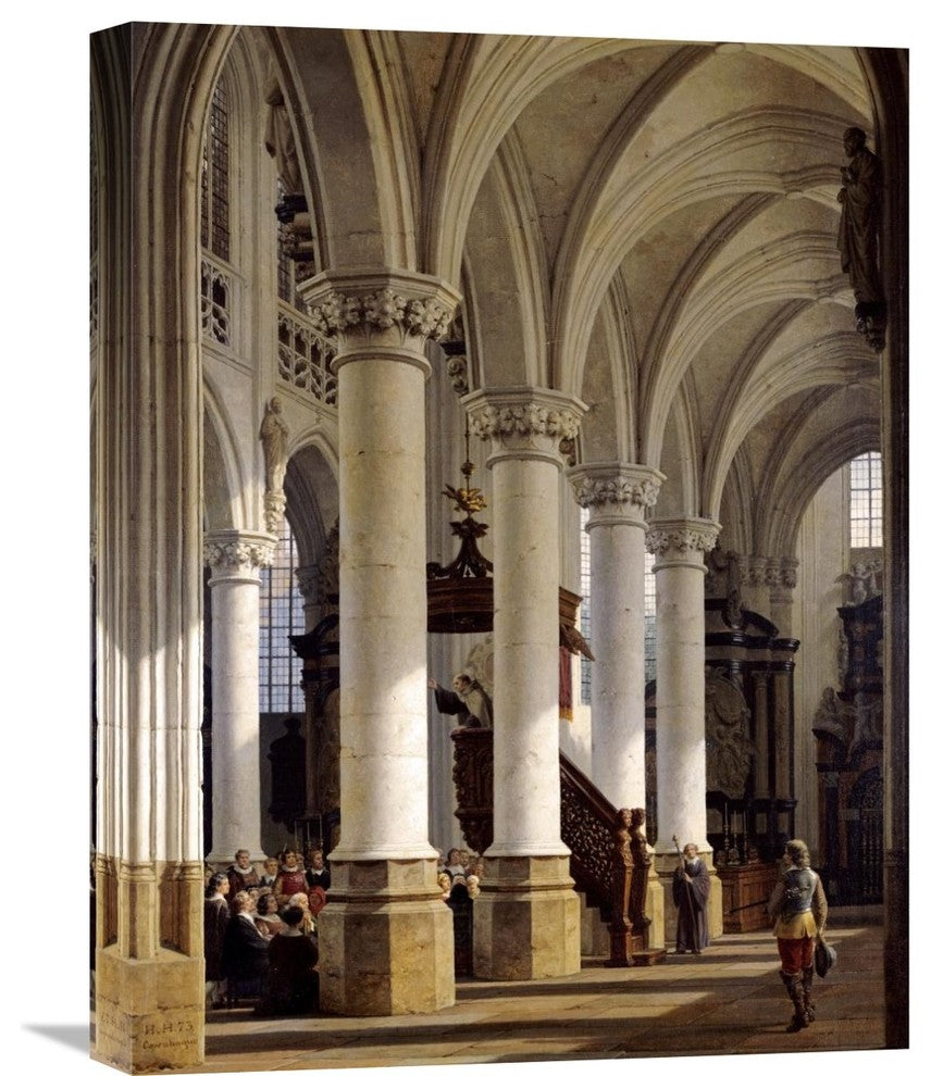 "A Church Interior" Stretched Canvas Giclee by Heinrich Hansen, 17"x22"