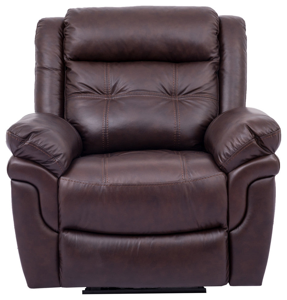 Marcel Manual Recliner Chair in Dark Brown Genuine Leather