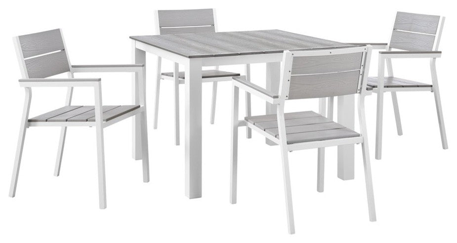White Light Gray Maine 5-Piece Outdoor Patio Dining Set