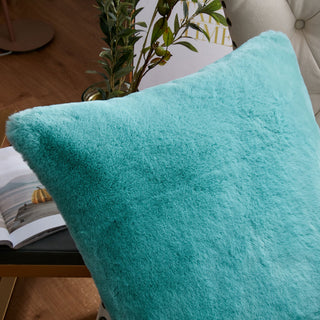 Faux Fur Pillow Shell Set, Blue Turquoise, 2 Piece, 20"x20"