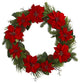 36" Poinsettia and Pine Wreath