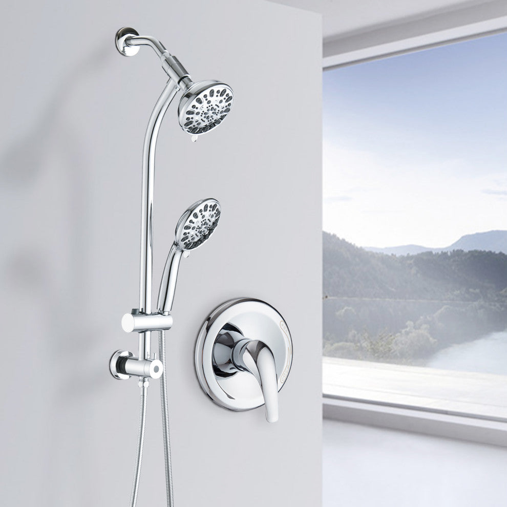 5 inch Wall-Mounted Round Shower System with Handheld Shower and Head Shower and