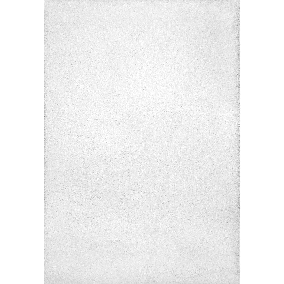 Nuloom Gwenyth Solid Shag Rug, White 2' 8" x 8'